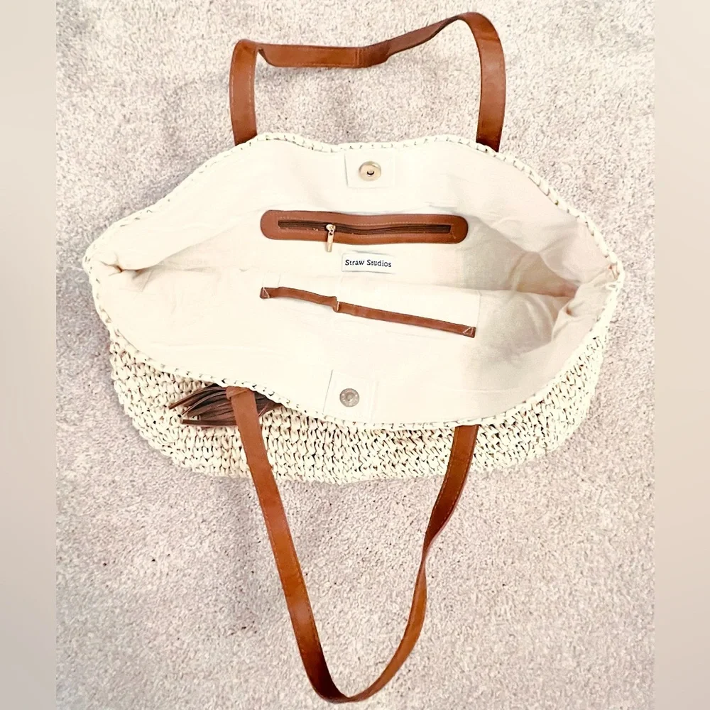 “ROSÉ ALL DAY” WOVEN BEACH TOTE 🏖️🥂👜🍾🛍️ (14”Tall x 19.5”Wide)*BRAND NEW!🎁*